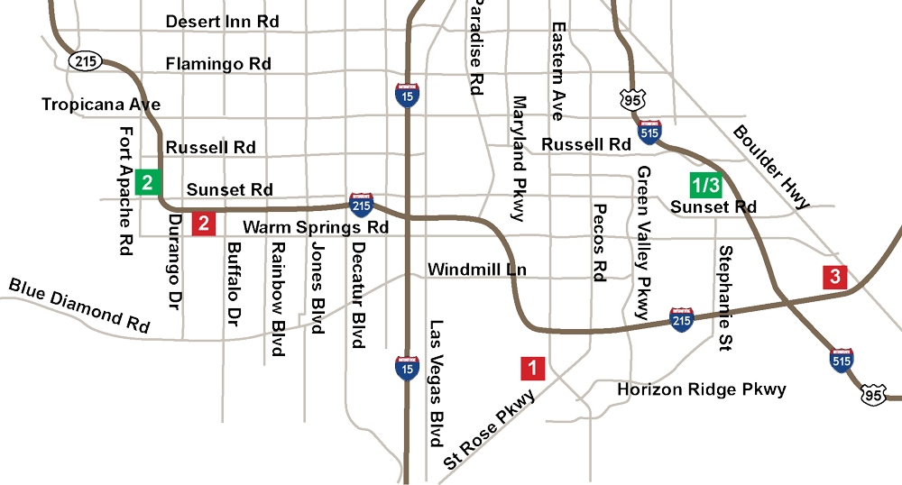 A map showing the locations of Dignity Health hospitals and in-network hospitals
